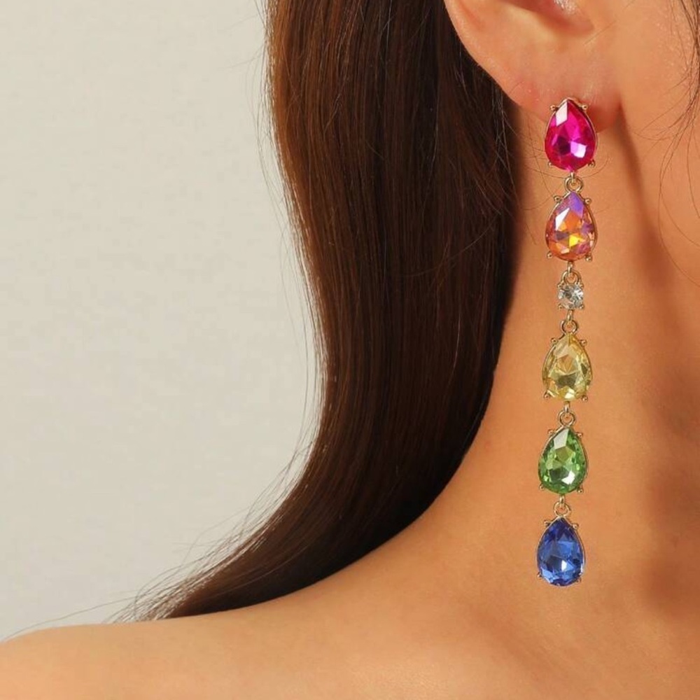Elegant Blue Crystal Drop Earrings